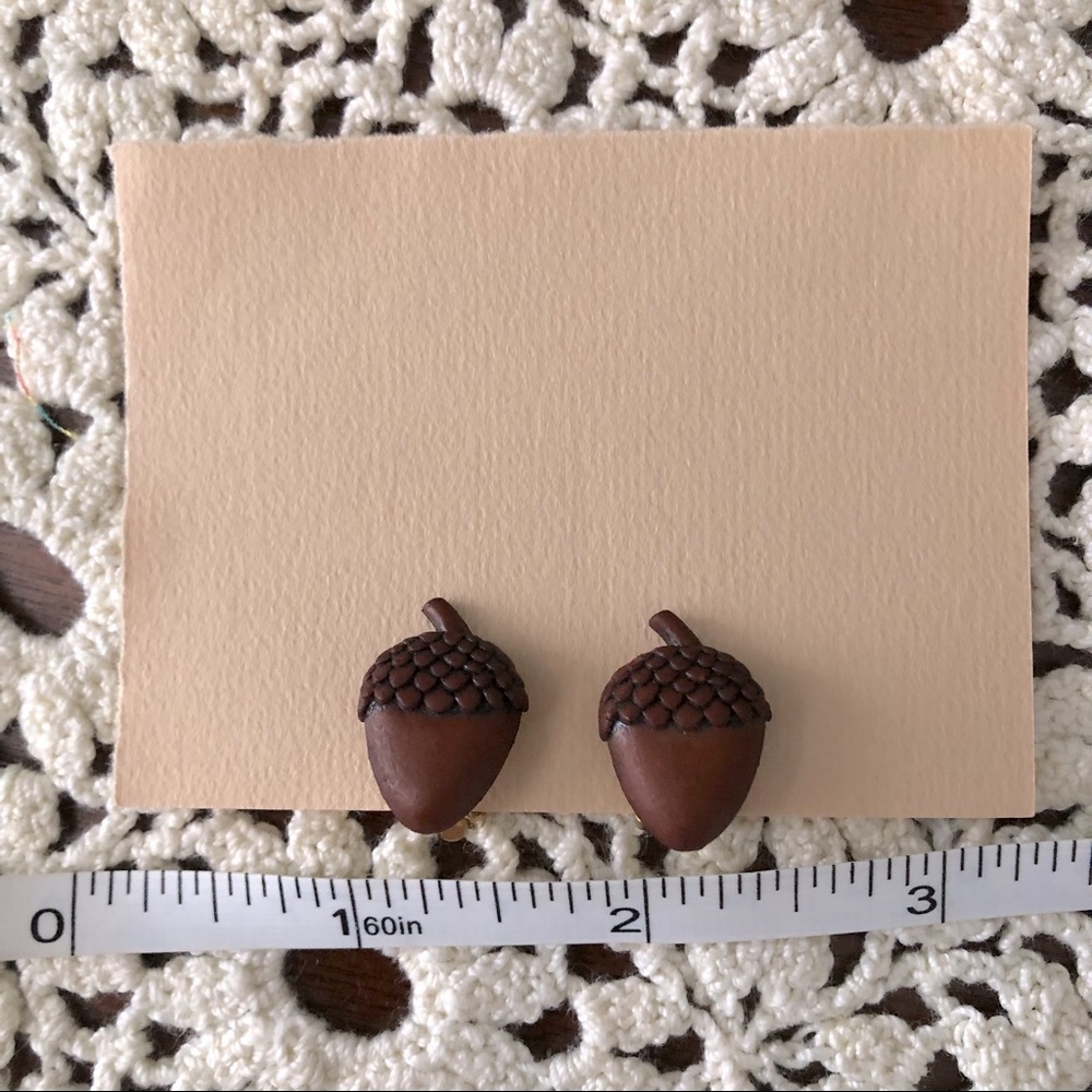 Adorable Acorn Clip On Earrings - Picture 6 of 7